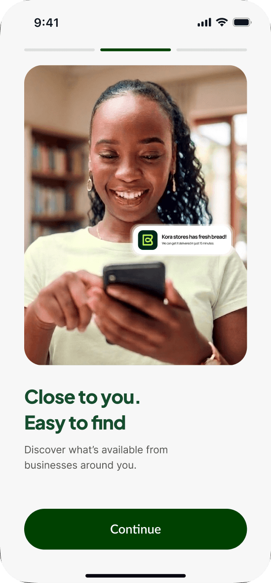 The Bizlo app showing what is available from businesses around you